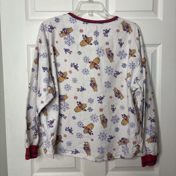 Pooh Vintage Large Winter Pajama Set 100 Percent Cotton Red Trim Disney Sleep - Picture 6 of 8